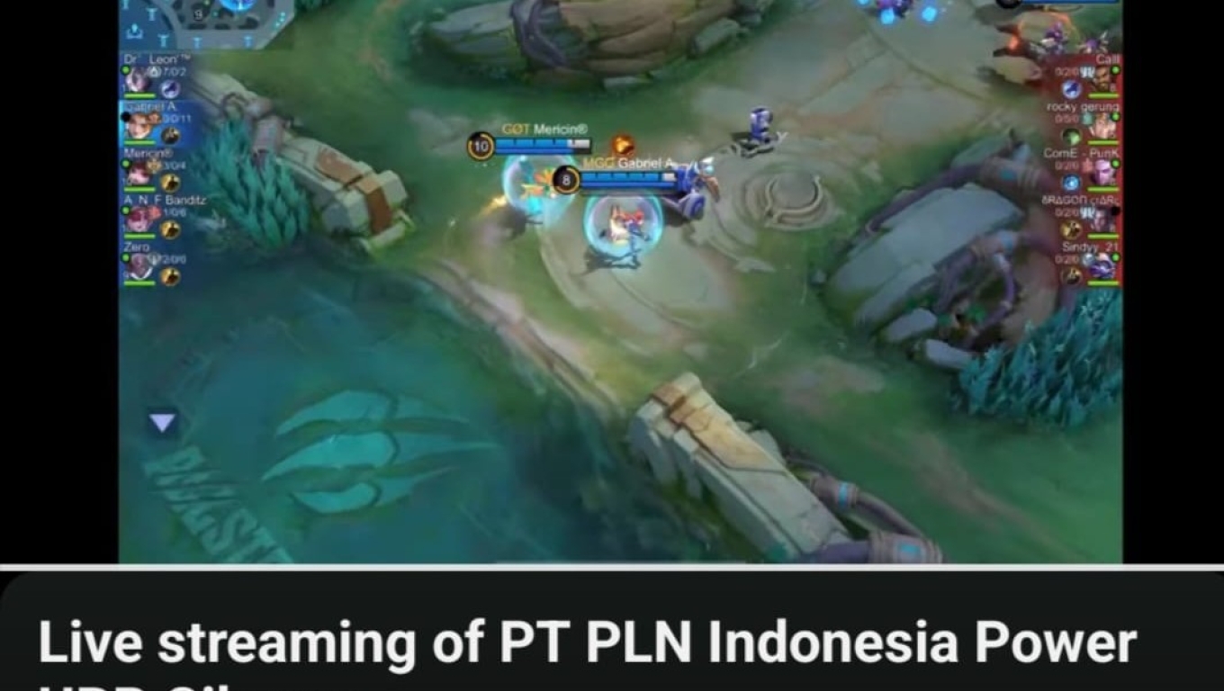 Screenshot live streaming game mobil legend di akun youtube PT PLN Indonesia Power UBP Cilegon. (Foto: Istimewa)