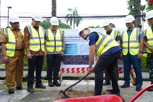 Percantik Keindahan Kota, Kabel Semrawut di Jalan Protokol Cilegon Mulai Ditertibkan