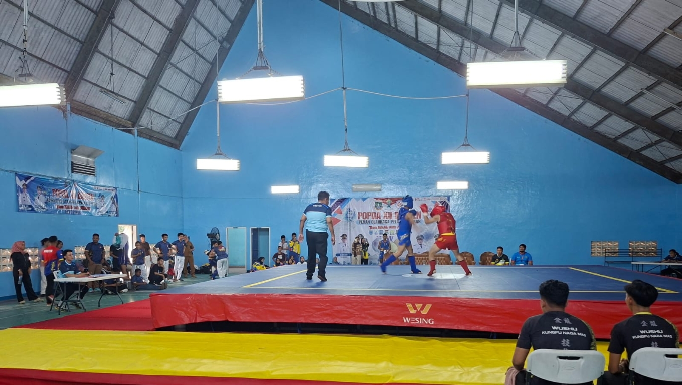 Suasana pertandingan cabang olahraga wushu di SMP YPWKS Kota Cilegon.(Foto: Babe Banten)
